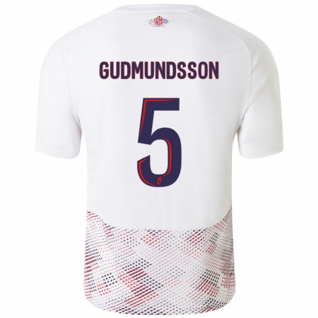 Kandiny Enfant Maillot Gabriel Gudmundsson #5 Blanc Bleu Royal Tenues Extérieur 2024/25 T-Shirt