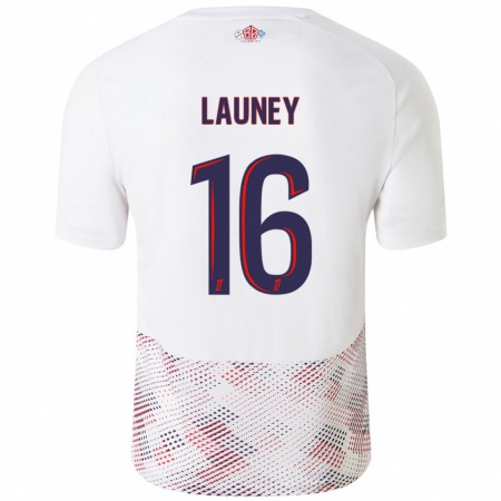 Kandiny Enfant Maillot Elisa Launey #16 Blanc Bleu Royal Tenues Extérieur 2024/25 T-Shirt