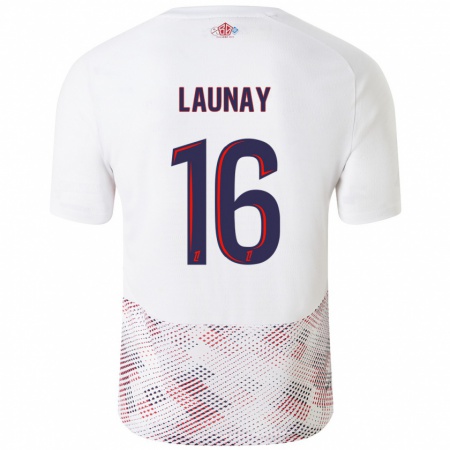 Kandiny Enfant Maillot Elisa Launay #16 Blanc Bleu Royal Tenues Extérieur 2024/25 T-Shirt