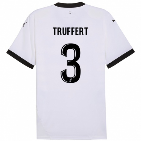 Kandiny Enfant Maillot Adrien Truffert #3 Blanc Noir Tenues Extérieur 2024/25 T-Shirt