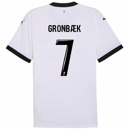 Kandiny Enfant Maillot Albert Grønbaek #7 Blanc Noir Tenues Extérieur 2024/25 T-Shirt