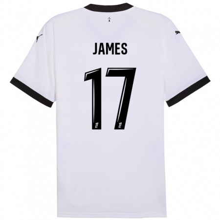 Kandiny Enfant Maillot Jordan James #17 Blanc Noir Tenues Extérieur 2024/25 T-Shirt