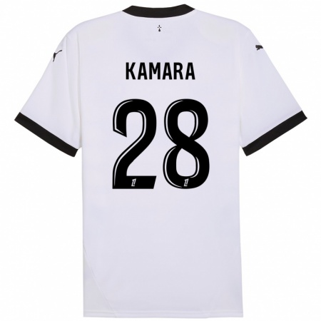 Kandiny Enfant Maillot Glen Kamara #28 Blanc Noir Tenues Extérieur 2024/25 T-Shirt