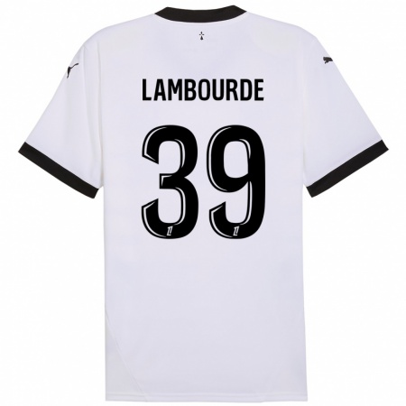 Kandiny Enfant Maillot Mathis Lambourde #39 Blanc Noir Tenues Extérieur 2024/25 T-Shirt