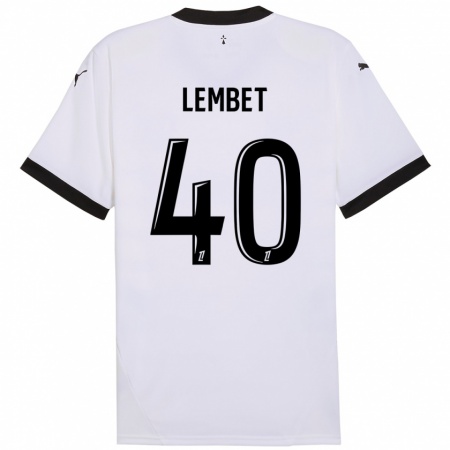 Kandiny Enfant Maillot Geoffrey Lembet #40 Blanc Noir Tenues Extérieur 2024/25 T-Shirt