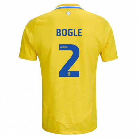 Kandiny Enfant Maillot Jayden Bogle #2 Jaune Bleu Tenues Extérieur 2024/25 T-Shirt