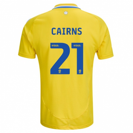 Kandiny Enfant Maillot Alex Cairns #21 Jaune Bleu Tenues Extérieur 2024/25 T-Shirt