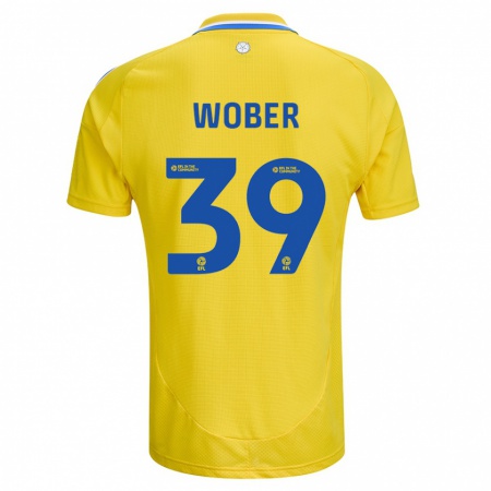 Kandiny Enfant Maillot Maximilian Wöber #39 Jaune Bleu Tenues Extérieur 2024/25 T-Shirt