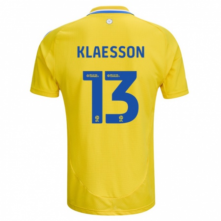 Kandiny Enfant Maillot Kristoffer Klaesson #13 Jaune Bleu Tenues Extérieur 2024/25 T-Shirt