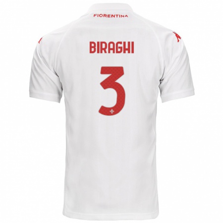 Kandiny Enfant Maillot Cristiano Biraghi #3 Blanc Tenues Extérieur 2024/25 T-Shirt