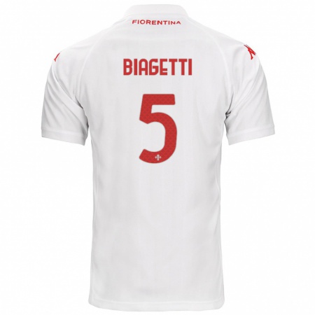 Kandiny Enfant Maillot Christian Biagetti #5 Blanc Tenues Extérieur 2024/25 T-Shirt