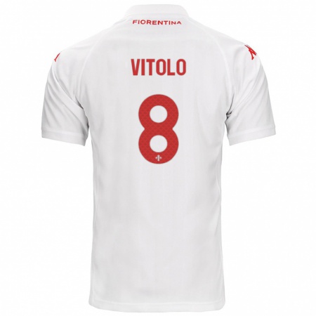 Kandiny Enfant Maillot Federico Vitolo #8 Blanc Tenues Extérieur 2024/25 T-Shirt