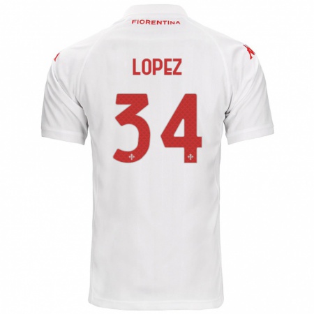 Kandiny Enfant Maillot Lucas López #34 Blanc Tenues Extérieur 2024/25 T-Shirt