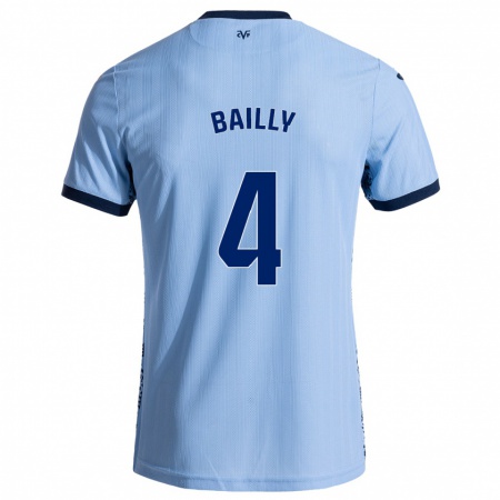 Kandiny Enfant Maillot Eric Bailly #4 Bleu Ciel Tenues Extérieur 2024/25 T-Shirt