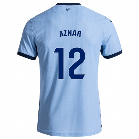 Kandiny Enfant Maillot Javi Aznar #12 Bleu Ciel Tenues Extérieur 2024/25 T-Shirt