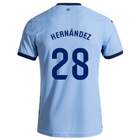 Kandiny Enfant Maillot Gerard Hernández #28 Bleu Ciel Tenues Extérieur 2024/25 T-Shirt