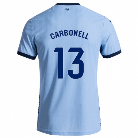 Kandiny Enfant Maillot Carmen Carbonell #13 Bleu Ciel Tenues Extérieur 2024/25 T-Shirt