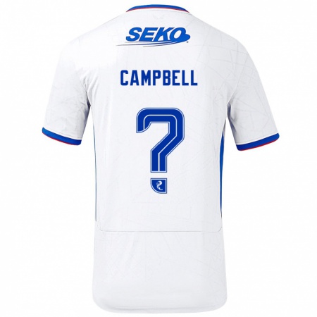 Kandiny Enfant Maillot Connor Campbell #0 Blanc Bleu Tenues Extérieur 2024/25 T-Shirt