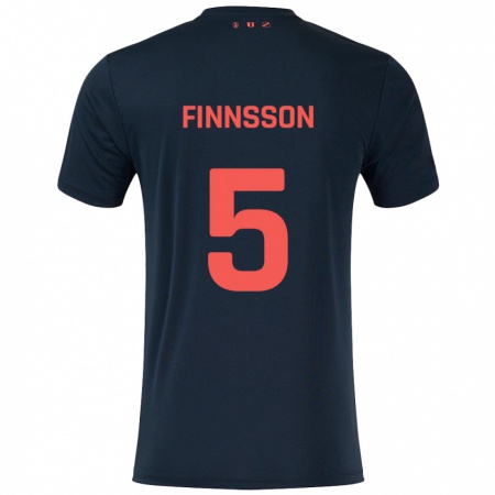 Kandiny Enfant Maillot Kolbeinn Finnsson #5 Noir Rouge Tenues Extérieur 2024/25 T-Shirt