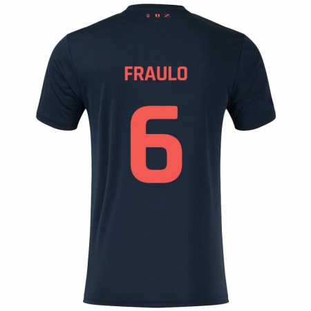 Kandiny Enfant Maillot Oscar Fraulo #6 Noir Rouge Tenues Extérieur 2024/25 T-Shirt