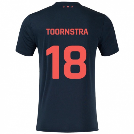 Kandiny Enfant Maillot Jens Toornstra #18 Noir Rouge Tenues Extérieur 2024/25 T-Shirt