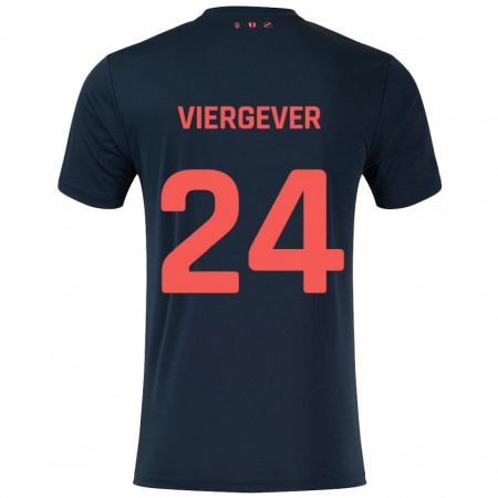 Kandiny Enfant Maillot Nick Viergever #24 Noir Rouge Tenues Extérieur 2024/25 T-Shirt