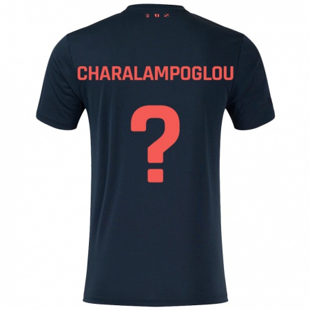 Kandiny Enfant Maillot Georgios Charalampoglou #0 Noir Rouge Tenues Extérieur 2024/25 T-Shirt