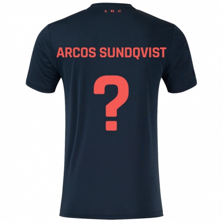 Kandiny Enfant Maillot Gustav Arcos Sundqvist #0 Noir Rouge Tenues Extérieur 2024/25 T-Shirt