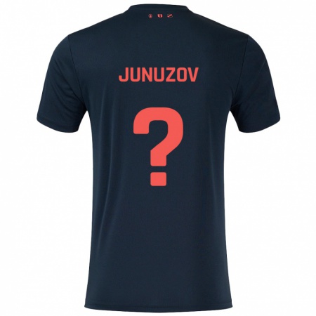 Kandiny Enfant Maillot Melih Junuzov #0 Noir Rouge Tenues Extérieur 2024/25 T-Shirt