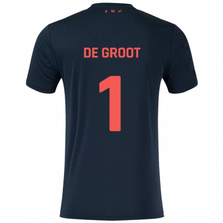 Kandiny Enfant Maillot Jasmijn De Groot #1 Noir Rouge Tenues Extérieur 2024/25 T-Shirt