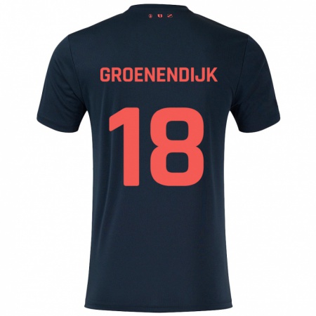 Kandiny Enfant Maillot Tami Groenendijk #18 Noir Rouge Tenues Extérieur 2024/25 T-Shirt