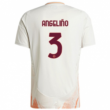 Kandiny Enfant Maillot Angeliño #3 Crème Blanc Orange Tenues Extérieur 2024/25 T-Shirt