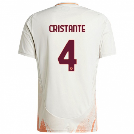 Kandiny Enfant Maillot Bryan Cristante #4 Crème Blanc Orange Tenues Extérieur 2024/25 T-Shirt