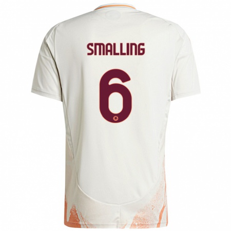 Kandiny Enfant Maillot Chris Smalling #6 Crème Blanc Orange Tenues Extérieur 2024/25 T-Shirt