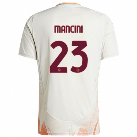 Kandiny Enfant Maillot Gianluca Mancini #23 Crème Blanc Orange Tenues Extérieur 2024/25 T-Shirt