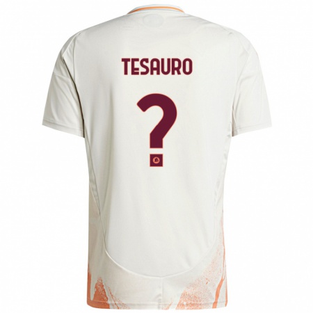 Kandiny Enfant Maillot Emanuele Tesauro #0 Crème Blanc Orange Tenues Extérieur 2024/25 T-Shirt