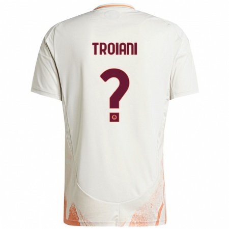 Kandiny Enfant Maillot Nicolò Troiani #0 Crème Blanc Orange Tenues Extérieur 2024/25 T-Shirt