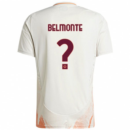 Kandiny Enfant Maillot Samuele Belmonte #0 Crème Blanc Orange Tenues Extérieur 2024/25 T-Shirt