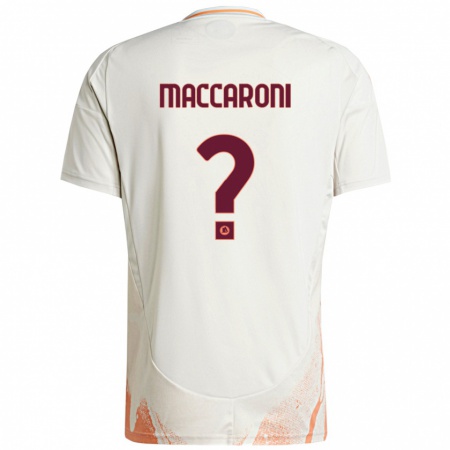 Kandiny Enfant Maillot Valerio Maccaroni #0 Crème Blanc Orange Tenues Extérieur 2024/25 T-Shirt