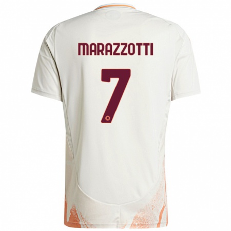 Kandiny Enfant Maillot Fabrizio Marazzotti #7 Crème Blanc Orange Tenues Extérieur 2024/25 T-Shirt