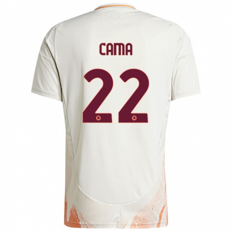 Kandiny Enfant Maillot Cristian Cama #22 Crème Blanc Orange Tenues Extérieur 2024/25 T-Shirt