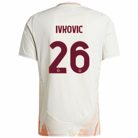 Kandiny Enfant Maillot Mate Ivkovic #26 Crème Blanc Orange Tenues Extérieur 2024/25 T-Shirt