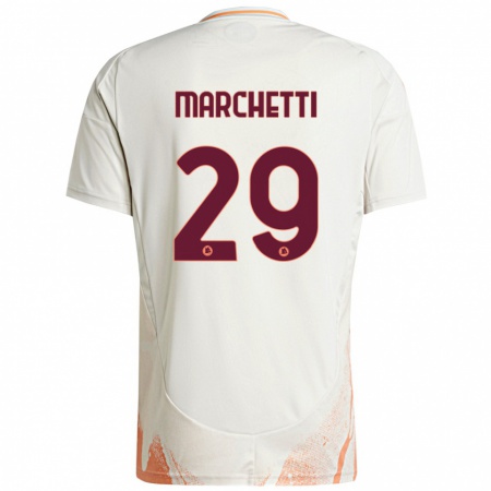 Kandiny Enfant Maillot Tommaso Marchetti #29 Crème Blanc Orange Tenues Extérieur 2024/25 T-Shirt