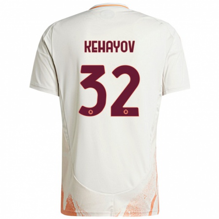 Kandiny Enfant Maillot Atanas Kehayov #32 Crème Blanc Orange Tenues Extérieur 2024/25 T-Shirt