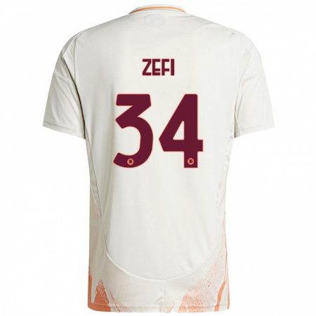 Kandiny Enfant Maillot Kevin Zefi #34 Crème Blanc Orange Tenues Extérieur 2024/25 T-Shirt