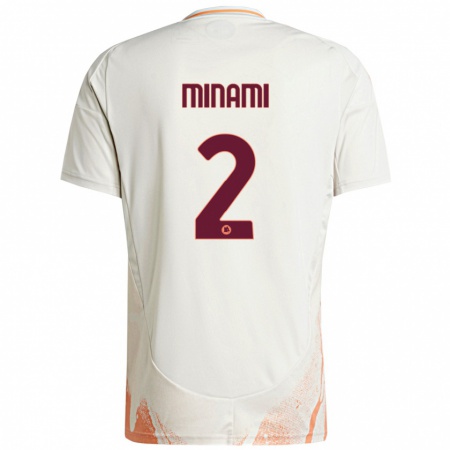 Kandiny Enfant Maillot Moeka Minami #2 Crème Blanc Orange Tenues Extérieur 2024/25 T-Shirt