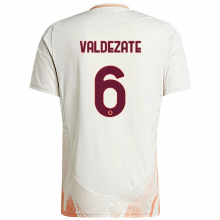 Kandiny Enfant Maillot Oihane Valdezate #6 Crème Blanc Orange Tenues Extérieur 2024/25 T-Shirt