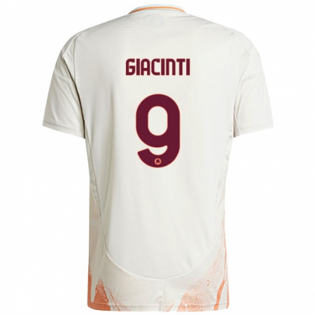 Kandiny Enfant Maillot Valentina Giacinti #9 Crème Blanc Orange Tenues Extérieur 2024/25 T-Shirt