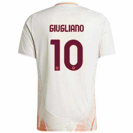 Kandiny Enfant Maillot Manuela Giugliano #10 Crème Blanc Orange Tenues Extérieur 2024/25 T-Shirt