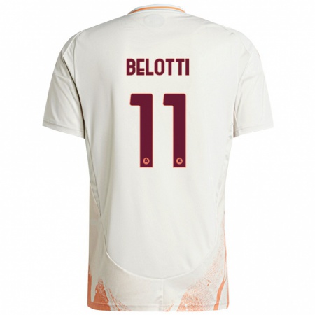 Kandiny Enfant Maillot Andrea Belotti #11 Crème Blanc Orange Tenues Extérieur 2024/25 T-Shirt